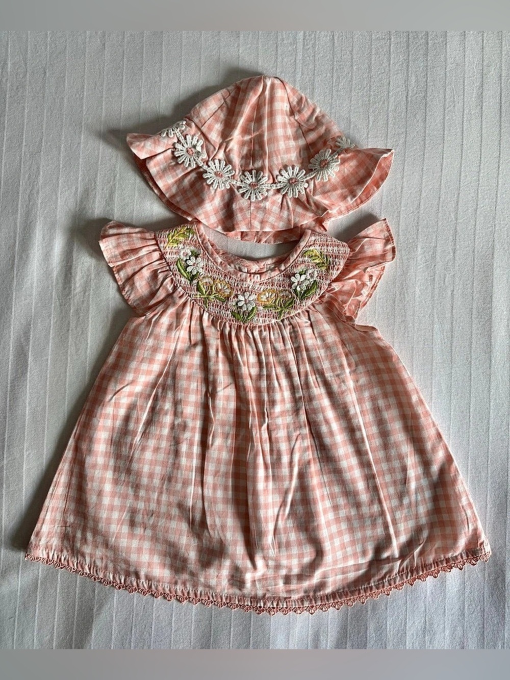Tahari Gingham Dress & Hat Size 12M